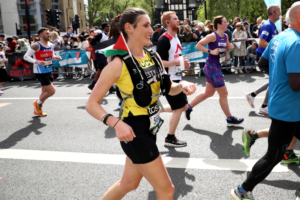 Team Amnesty runner running during London Marathon 2024