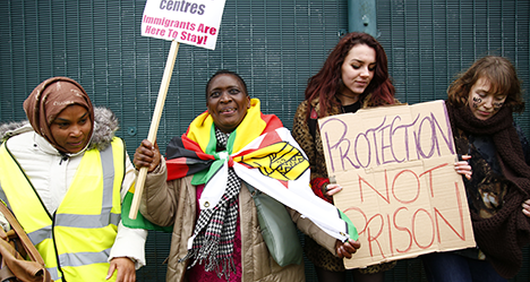 Demonstration calling for the closure of Yarl's Wood Immigration Removal Centre in Essex, 18 November 2017