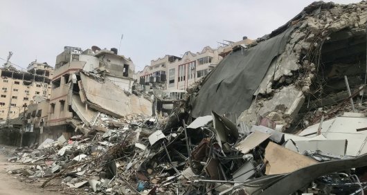 Bombed out buildings in the Gaza Strip