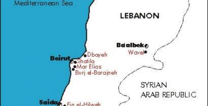 Map of Refugee camps in Lebanon