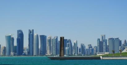 	Doha's financial district, March 2013. Skyscrapers on the skyline with the corniche in the foreground (c) Amnesty International