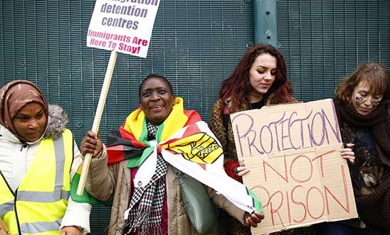 Demonstration calling for the closure of Yarl's Wood Immigration Removal Centre in Essex, 18 November 2017