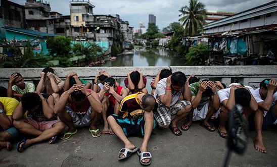 Drug suspects rounded up during an anti-illegal drugs operation