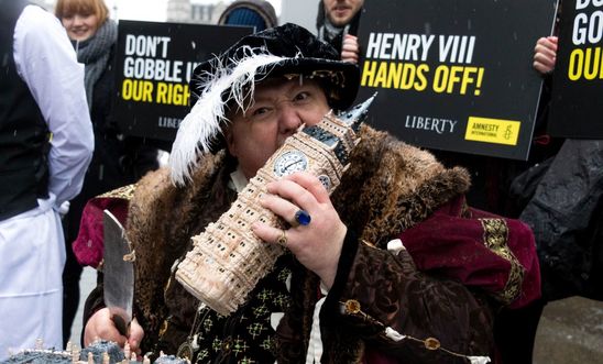 Amnesty stunt in Westminster warns of 'Henry viii powers' Amnesty stunt in Westminster warns of 'Henry viii powers'