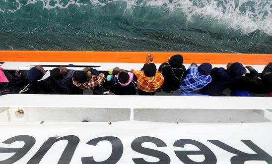 Refugees and migrants wait to disembark from Aquarius in the Sicilian harbour of Catania - May 2018 Refugees and migrants wait to disembark from Aquarius in the Sicilian harbour of Catania - May 2018