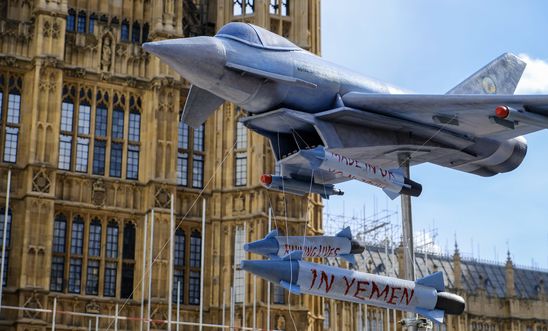 Typhoon plane taken to Parliament in protest at UK s arming of