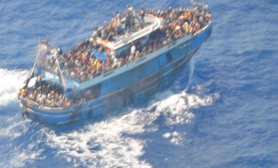 Overcrowded trawler, the Adriana, off the coast of Pylos, Greece on 14 June 2023