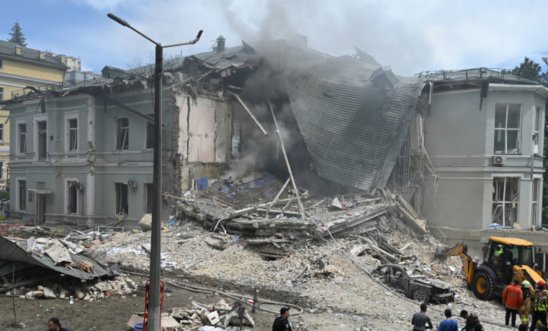 Destruction of children's hospital in Ukraine