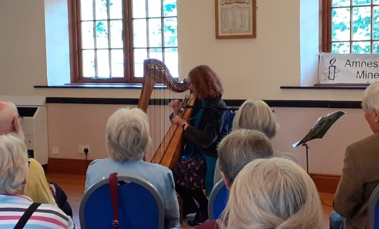 Harp player and some of the audience