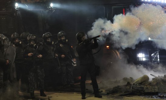 Police in Georgia violently dispersing peaceful protest in Tbilisi 