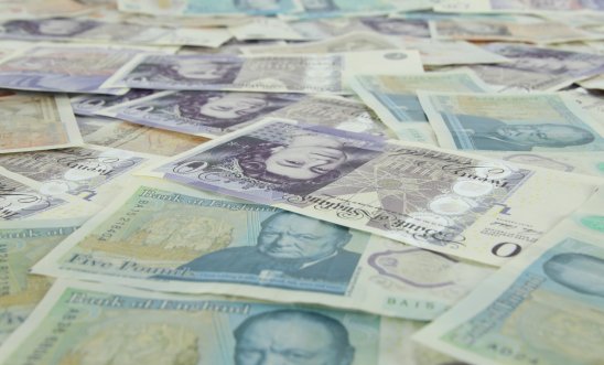 A spread of UK notes