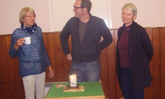 Two members of the Minehead group with Andy Hackman