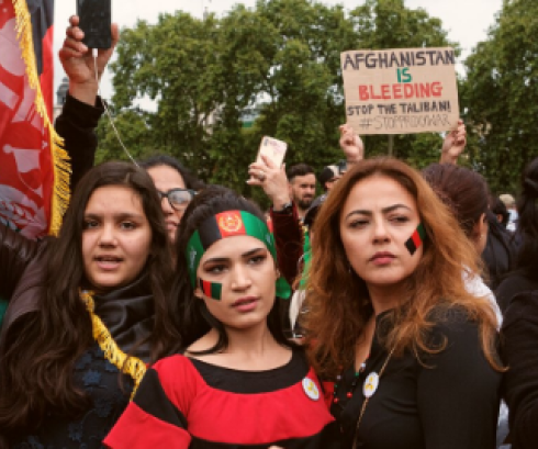 Women During a Protest for Afghan Women's Rights